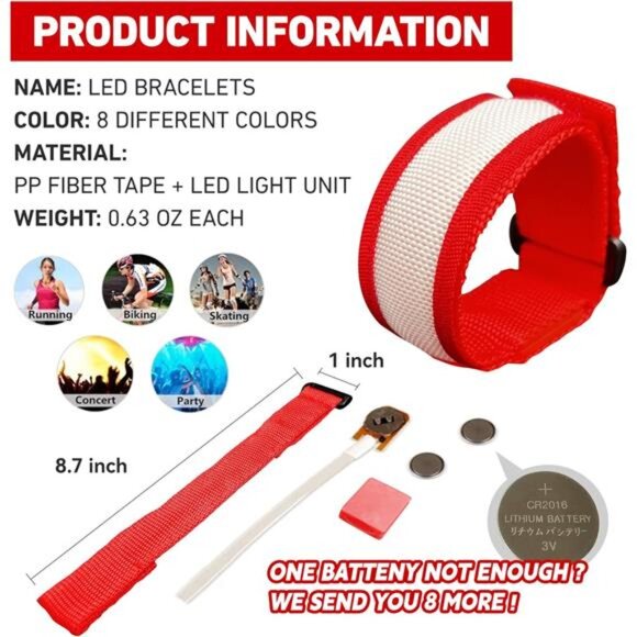 8 PCS LED Glow Bracelets, Light Up Bracelets for Kids Adults - Glow in The Dark - Picture 3 of 8